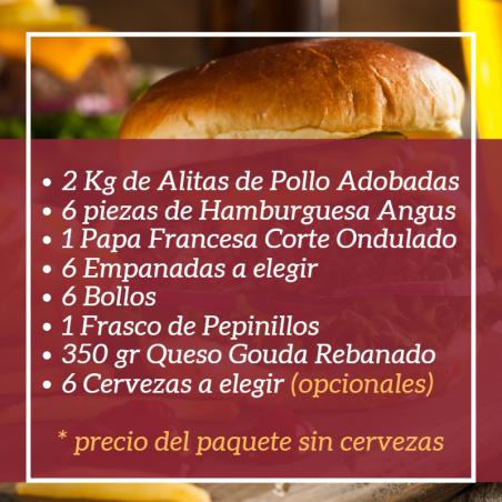 PAQUETE HAMBURGUESAS CON ALITAS BBQ